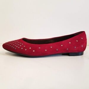 AGL Suede Grommet Red Ballet Flats 39